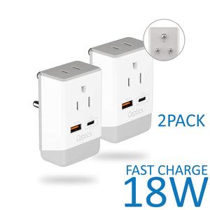 India Travel Adapter | Type D - USB-A & USB-C Ports + 2 USA Outlet (AP-10) - TRAPSKI