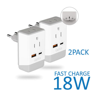 Switzerland Travel Adapter | Type J - USB-A & USB-C Ports + 2 USA Outlet (AP-11A) - TRAPSKI