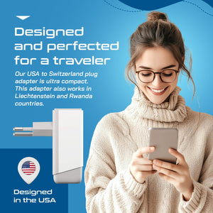 Switzerland Travel Adapter | Type J - USB-A & USB-C Ports + 2 USA Outlet (AP-11A) - TRAPSKI