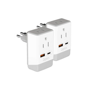 Brazil Travel Adapter | Type N - USB-A & USB-C Ports + 2 USA Outlet (AP-11C) - TRAPSKI