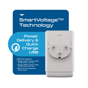 Israel, Palestine Travel Adapter | Type H - USB-A & USB-C Ports + 2 USA Outlet (AP-14) - TRAPSKI
