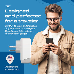 Israel, Palestine Travel Adapter | Type H - USB-A & USB-C Ports + 2 USA Outlet (AP-14) - TRAPSKI