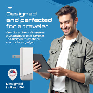 Japan, Philippines Travel Adapter | Type A - USB-A & USB-C Ports + 2 USA Outlet (AP-6) - TRAPSKI