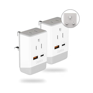 UK, England Travel Adapter | Type G - USB-A & USB-C Ports + 2 USA Outlet (AP-7)