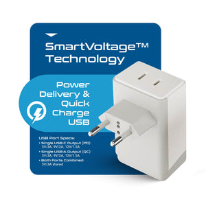 European Travel Adapter | Type C - USB-A & USB-C Ports + 2 USA Outlet (AP-9C) - TRAPSKI