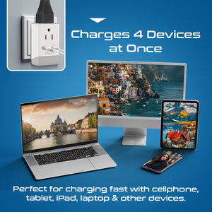 European Travel Adapter | Type C - USB-A & USB-C Ports + 2 USA Outlet (AP-9C) - TRAPSKI