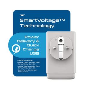 Europe (Schuko) Travel Adapter | Type E/F - USB-A & USB-C Ports + 2 USA Outlet (AP-9) - TRAPSKI