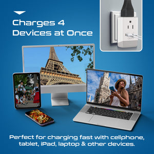 Europe (Schuko) Travel Adapter | Type E/F - USB-A & USB-C Ports + 2 USA Outlet (AP-9) - TRAPSKI