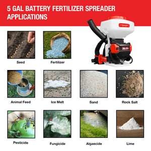 5 Gal Battery-Powered Fertilizer Spreader Broadcast Lawn Seed Ice Melt Salt