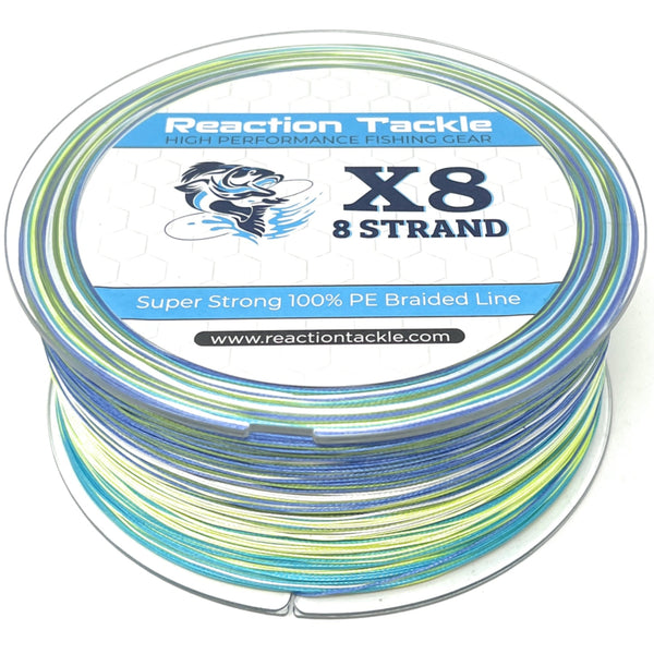 Reaction Tackle X8 Braided Fishing Line- Aqua Camo 8 Strand