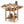 Acacia Wood Outdoor Grill Table with Faux Marble Top and Drop-Leaf Side Panels