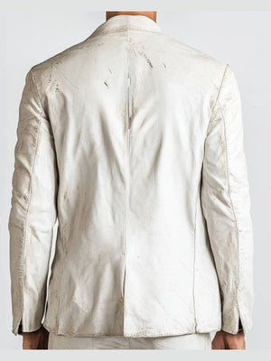 Adan White Leather Blazer – Men’s Premium White Leather Jacket