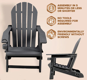 Adirondack Chair - HDPE Weather Resistant - Black