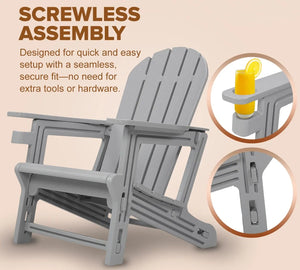 Adirondack Chair - HDPE Weather Resistant - Grey