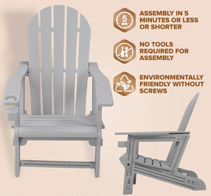 Adirondack Chair - HDPE Weather Resistant - Grey