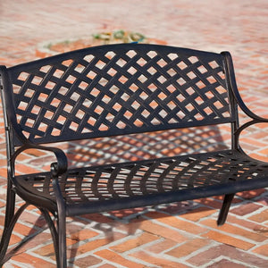 Antique Bronze Cast Aluminum Patio Bench