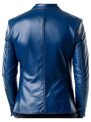 Archie Blue Leather Blazer – Leather Blazer for Men
