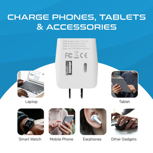 Japan, Philippines Travel Adapter - Type A - USB-A + USB-C (CTU-6)