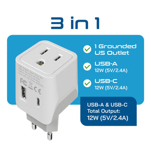 Switzerland Travel Adapter Plug Combo - Type J, C | USB-A + USB-C – Swiss Combo (CTU-9C-11A)