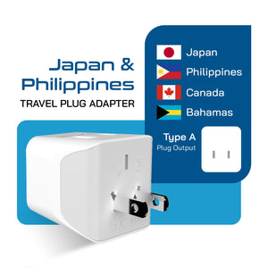 Japan, Philippines Travel Adapter - Type A - USB-A + USB-C (CTU-6)