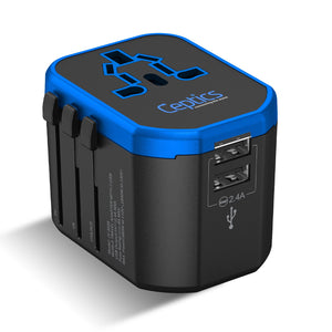 All-In-One International Travel Plug Adapter - 2 USB Ports (UP-8KU) - TRAPSKI