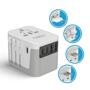 30W 6 in 1 Universal Travel Adapter - 2 USB-A + 3 USB-C - Max. 30W (6A) - White (UP-30KU-WH) - TRAPSKI