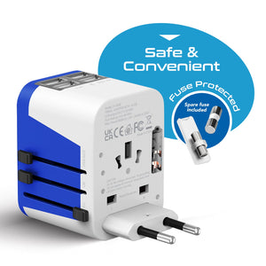 All-In-One International Travel Plug Adapter - 4 USB Ports (UP-9KU) - TRAPSKI