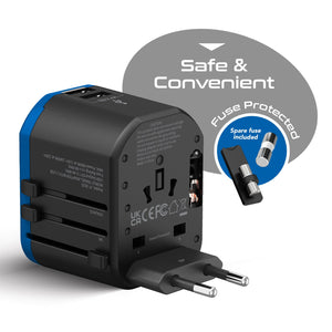 All-In-One International Travel Plug Adapter - 2 USB Ports (UP-8KU) - TRAPSKI
