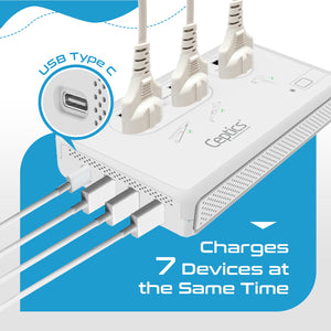 200W/2000W Step Down Converter – 2x 200W, 1x 2000W outlets & 3x USB-A + 1x USB-C – AC 220-240V to 110V-120V Travel Voltage Converter - (LX-C2000)