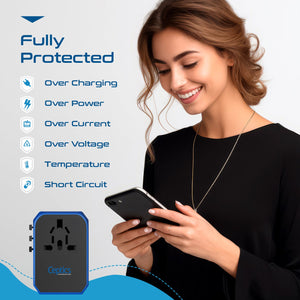 70W International Travel Plug Adapter - 2 USB-C + 1 GaN 3.0 (USB-C) & 2 USB ports (UP-70KU) - TRAPSKI
