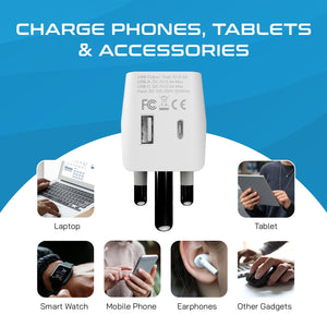 South Africa Adapter Plug Combo Type M, G | Dual USB - African Combo (CTU-7-10L)