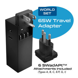 65W World Travel Adapter 3 USB Ports PD 3.0 Ultra Compact Charger (NANFUSE-WS)