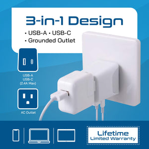 Australia, China Travel Adapter - Type I - USB A + USB C (CTU-16)