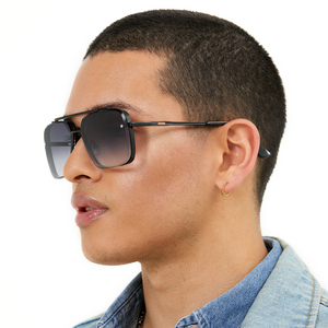 Bella - Midnight Oversized Squared Aviators