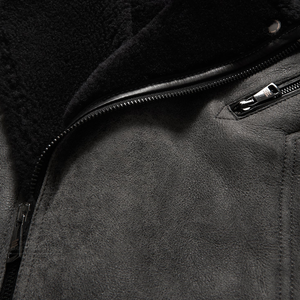 New Men Flying Sheepskin Shearling Moto Leather Flying Jacket