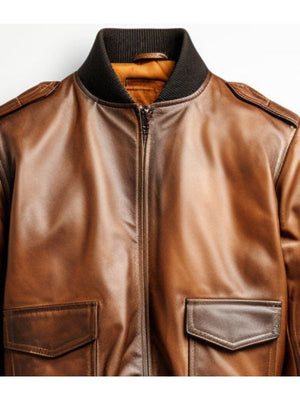 Aviator G1 Distressed Men’s Bomber Vintage Leather Jacket – Distressed Brown