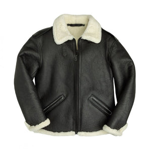 Men B-6 Black Shearling Bomber Jacket
