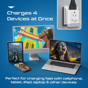 Brazil Travel Adapter | Type N - USB-A & USB-C Ports + 2 USA Outlet (AP-11C) - TRAPSKI