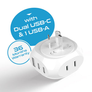 Australia, New Zealand, China Travel Plug Adapter - Type I - 5 in 1 - Ultra Compact (PTU-16) - TRAPSKI
