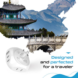 Australia, New Zealand, China Travel Plug Adapter - Type I - 5 in 1 - Ultra Compact (PTU-16) - TRAPSKI