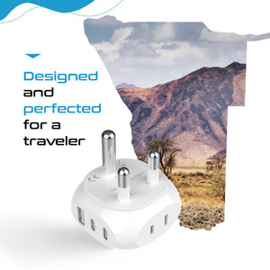 South Africa Travel Plug Adapter - Type M - 5 in 1 - Ultra Compact (PTU-10L) - TRAPSKI
