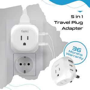 South Africa Travel Plug Adapter - Type M - 5 in 1 - Ultra Compact (PTU-10L) - TRAPSKI