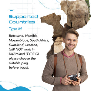 South Africa Travel Plug Adapter - Type M - 5 in 1 - Ultra Compact (PTU-10L) - TRAPSKI