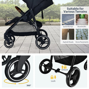 5-Point Harness Lightweight Infant Stroller with Foot Cover and Adjustable Backrest