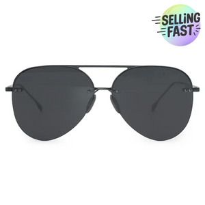Smaller Megan 2 Jet Black- Tangle Free Aviator Sunglasses - TRAPSKI