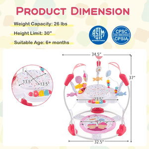 Baby Activity Center Height Adjustable Baby Bouncing Saucer with Interactive Toys