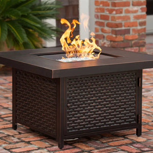 Baker 40" Square Woven Aluminum Convertible Gas Fire Pit Table