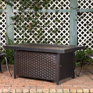 Baker 40" Square Woven Aluminum Convertible Gas Fire Pit Table