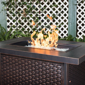 Baker 40" Square Woven Aluminum Convertible Gas Fire Pit Table