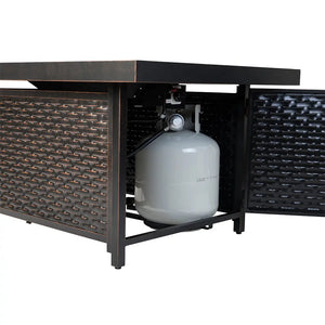Baker 40" Square Woven Aluminum Convertible Gas Fire Pit Table